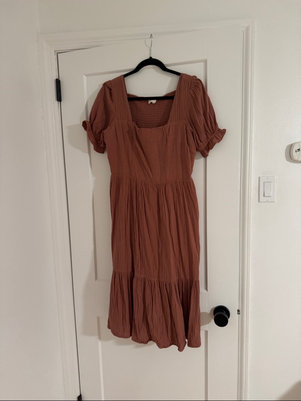 Bohme Rust Midi Dress with Square Neckline